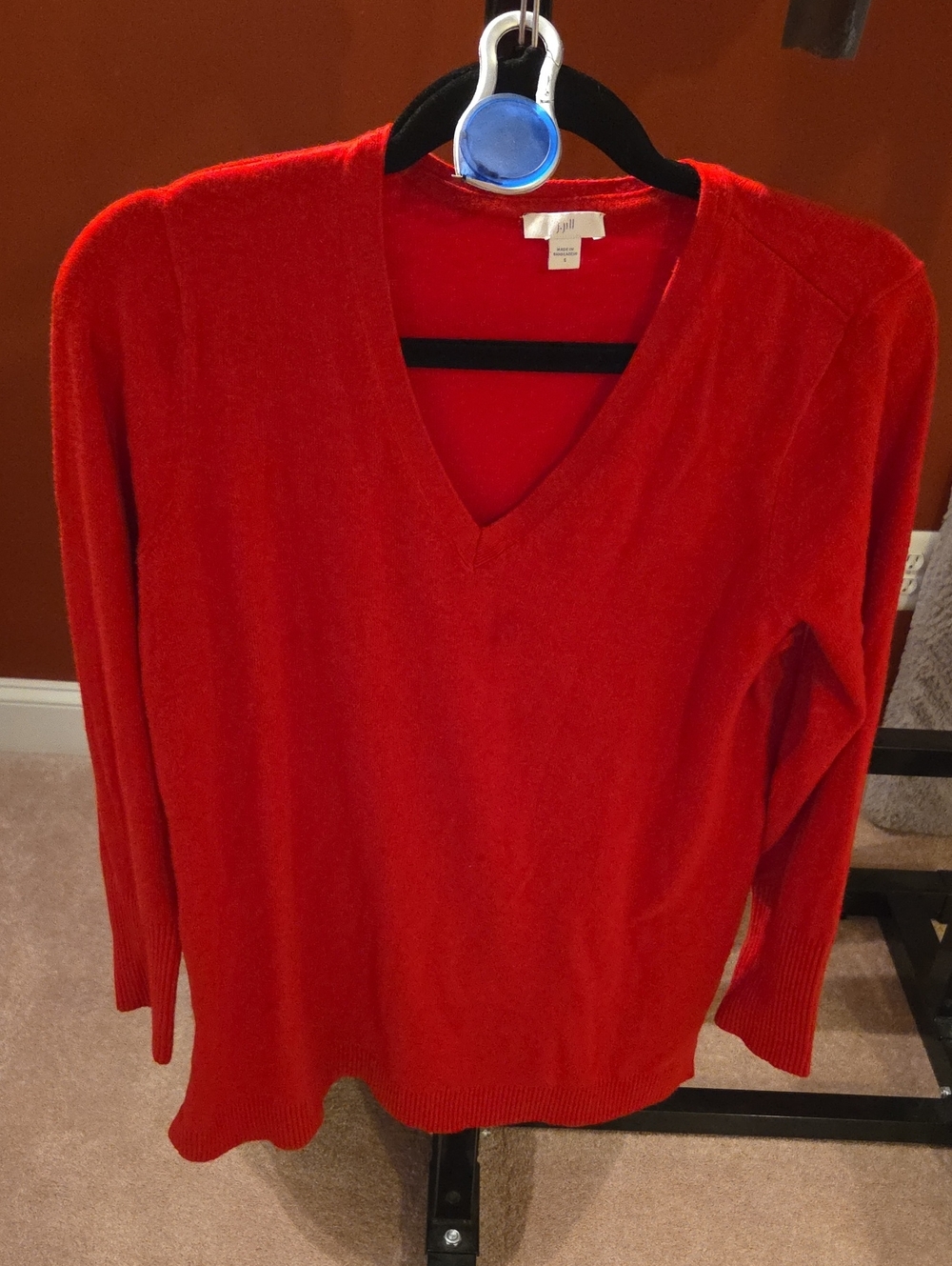 J. Jill Vibrant Red V-Neck Sweater
